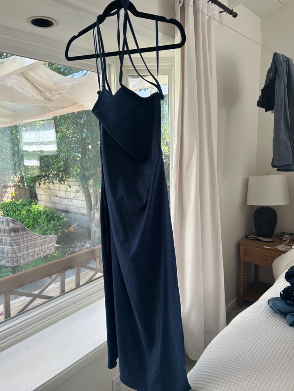 Denim Dress with Strappy Halter Back